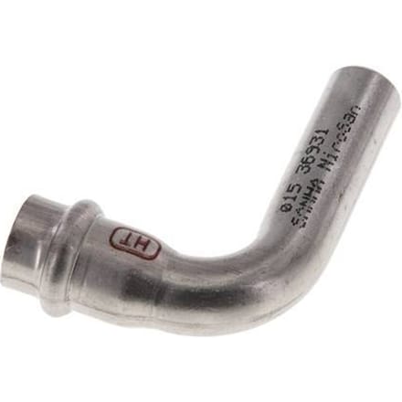 90 graden L-Perskoppeling - 15mm Persmof & 15mm Buiseinde - RVS