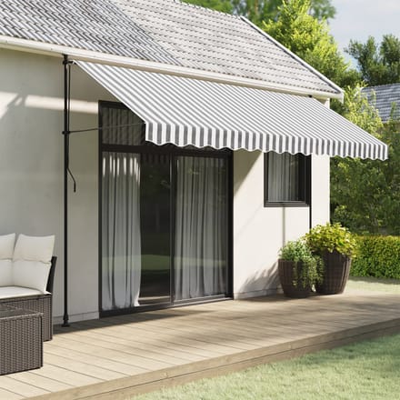 vidaXL - Vervangingsdoek - voor - luifelrok - gestreept - 400 - cm - antraciet - en - wit