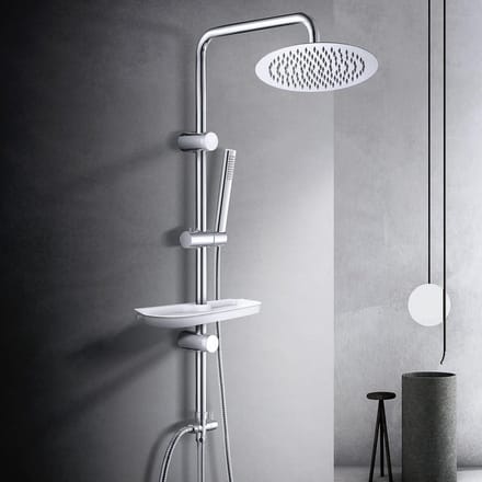 PromoHome Compleet Doucheset met plank - Chroom regendouche systeem