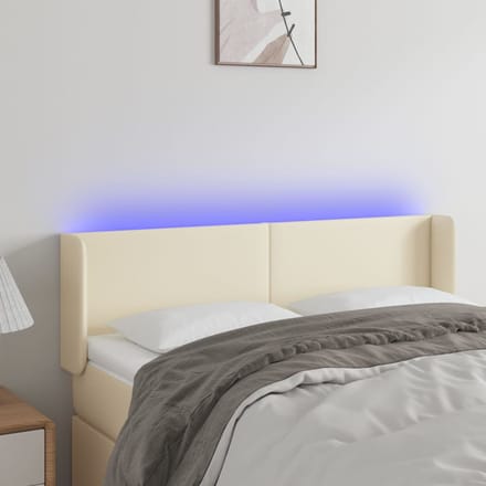 vidaXL Hoofdbord LED 147x16x78/88 cm kunstleer crèmekleurig