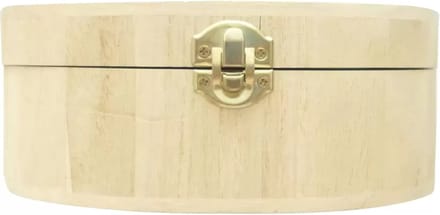 Graine Creative houten kist ovaal 17x12x7,3 cm decoratie box.