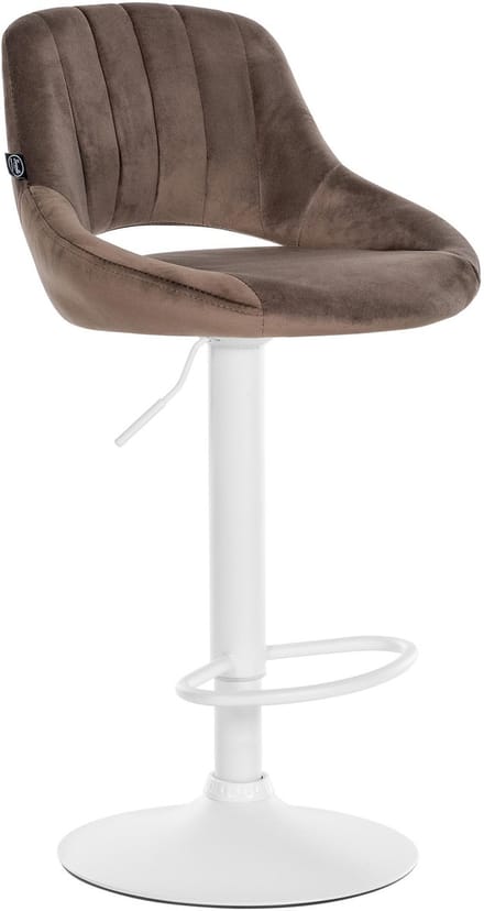 CLP Milet Barkruk - Met rugleuning - Verstelbaar - Velvet - Fluweel - wit/bruin
