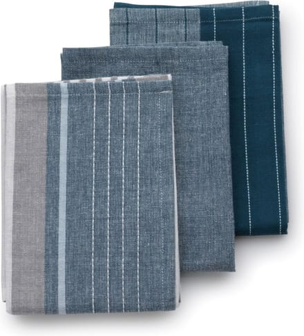 Kela Keuken - Pasado Theedoek 3 Designs Set van 12 Stuks - PVC - Blauw