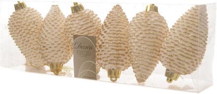 Dennenappels Glitter (8cm) Multi 6 Stuks Goud