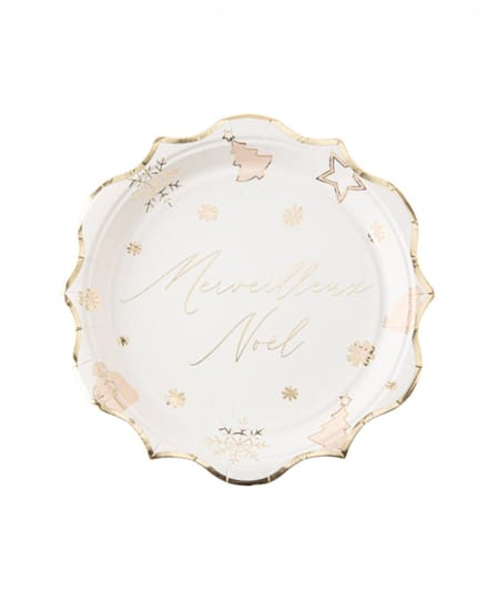 ARTYFETES - 8 wonderbaarlijke kerstborden wit en goud 23 cm van karton