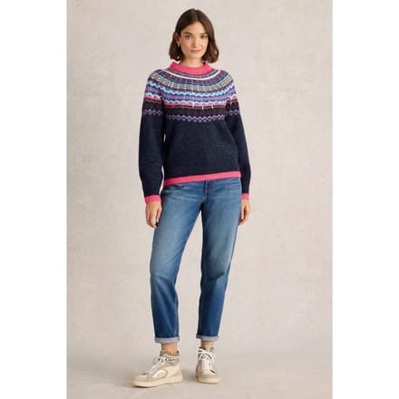 White Stuff Frosted Fairisle Jumper Navy Multi Taglia: 24 | Maglioni a maglia Outlet | Donna | Blu