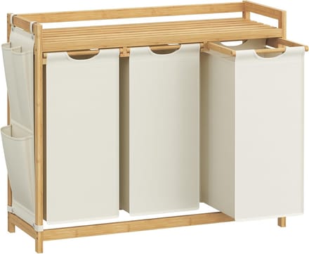 MAZAZU - Wasmand - 3 vakken - Bamboe - 150L - 94x33x78
