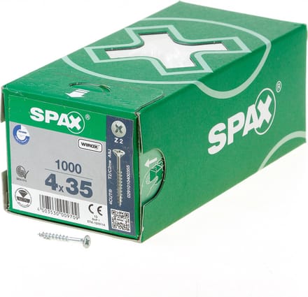 Spax - Spaanplaatschroeven - Pozidrive 2 Platkop - 4 x 35mm - Deeldraad - WIROX (1.000 stuks)