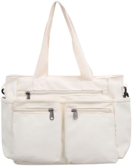 PromoHome Dames Schoudertas - Ruime Canvas Shopper met Meerdere Vakken