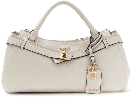 GUESS handtas schoudertas Ella Logo Girlfriend Satchel Stone Logo crème