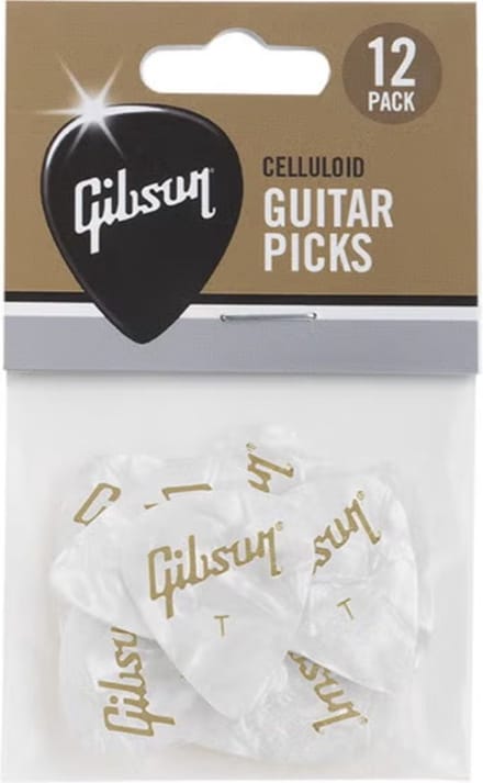 Gibson - Pearloid White - Plectrum - Thin - 12-pack