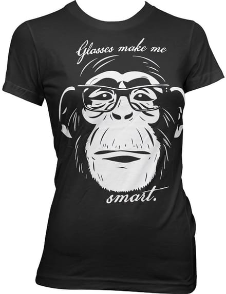 Hybris Glasses Makes Me Smart Girly T-shirt voor dames, zwart