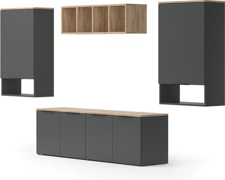 Vicco Wido Wandmeubel – 5 delen Antraciet