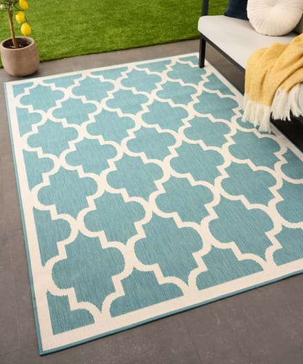Retro buitenkleed - Flip Lucky turquoise 160x220