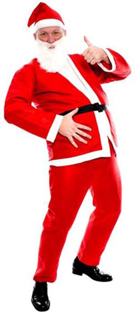 Kostuum Kerstman Basic Heren Polyester Rood/wit 5-delig M-L