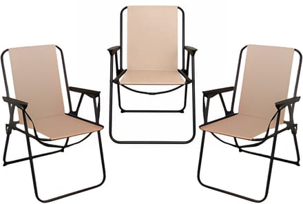 Redcliffs Klapstoel unica - 3x - beige - voor kinderen - 75 x 38 cm - metaal/polyester - campingstoel / tuinstoel