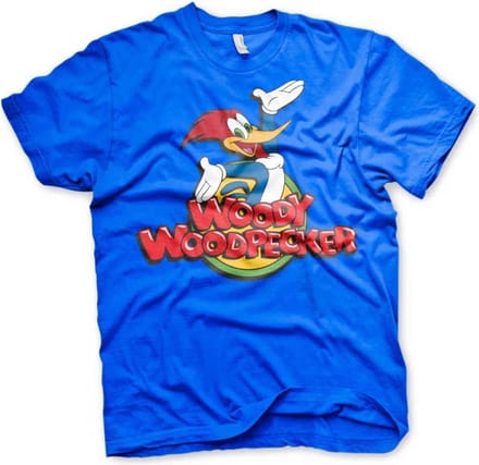 Woody Woodpecker Heren Tshirt -S- Classic Logo Blauw