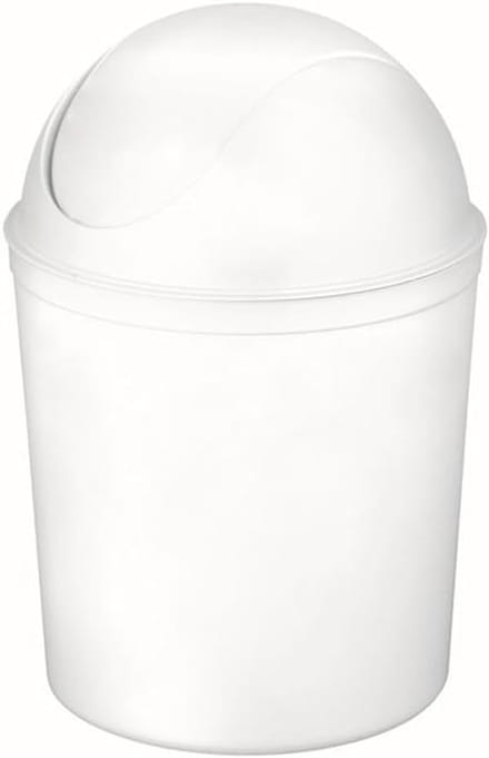 Ronde Afvalmand - Prullenbak - Thuis Gebruik - Swing Deksel - 5 Liter - Wit