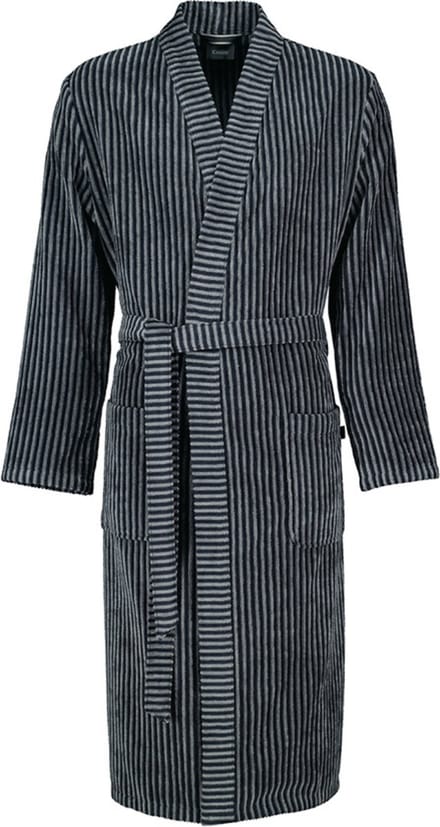 Cawö Badjas Heren – Luxe Kimono – Gestreept Grijs – 100% Katoen - maat 60