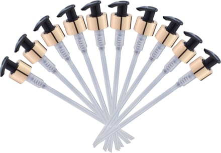 Gouden Dispenser Pomp – met zwarte top – DIN28 – set van 10 stuks – luxe uitstraling