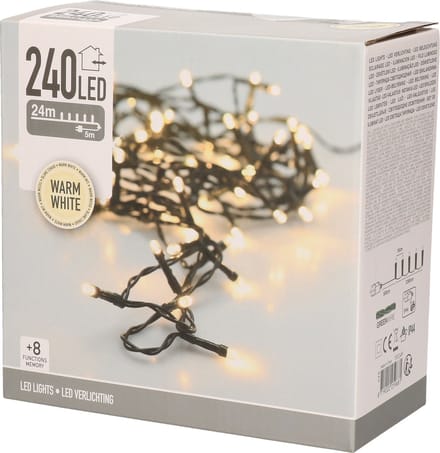 DecorativeLighting LED-verlichting 240 LED - 24meter - warm wit - 8 functies