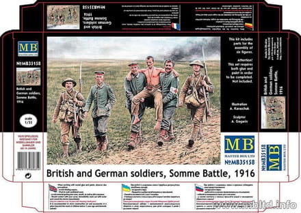 Master Box Modelbouwpakket Militaire voertuigen - MB35158 British - German Soldiers, Somme Battle, 1916 Plastic - 1:35 - Modelbouw