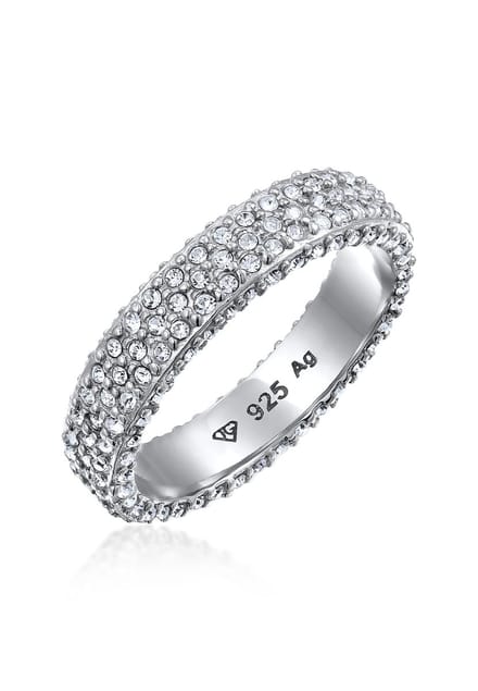 Elli - Ring - Stenen Dames Memoire Glazen Kristallen Xilion Cut Wit 925 Sterling Zilver - Dames
