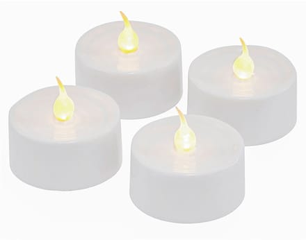 Sirius Lone LED Theelichtjes – Set van 4 – Wit – Ø3,5x1,8 cm – Realistische Vlam – Batterij