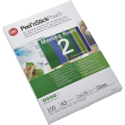 GBC Peel'n Stick - 100-pack - glossy - 303 x 426 mm - lamination pouches with adhesive back