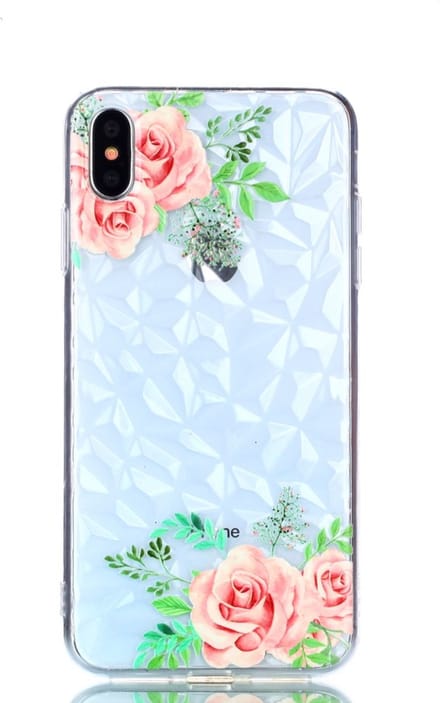 Peachy Diamant hoesje TPU geschikt voor iPhone XS Max Case - Bloemen