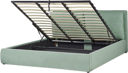 BAJONNA - Bed met opbergruimte - Mintgroen - 180 x 200 cm - Fluweel