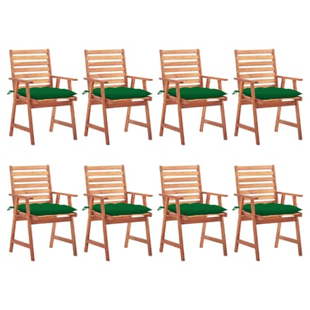 vidaXL - Tuinstoelen - 8 - st - met - kussens - massief - acaciahout
