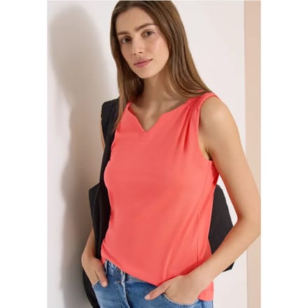 Top met gespleten hals in effen kleur