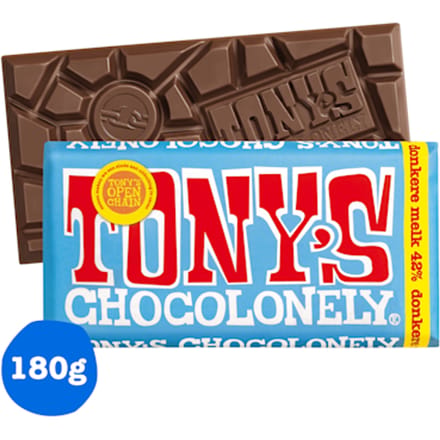 Tony's Chocolonely Chocolade Reep Donkere Melk - 180 gram