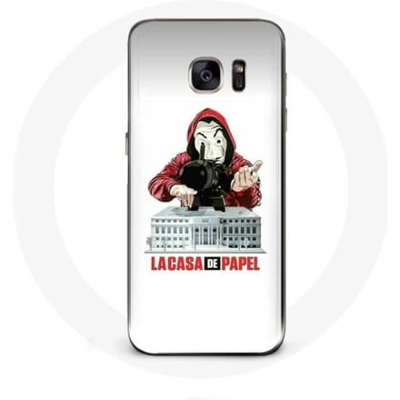 Coque - La casa de papel - Galaxy S7 - Souple - Masque logo - Blanc blanc