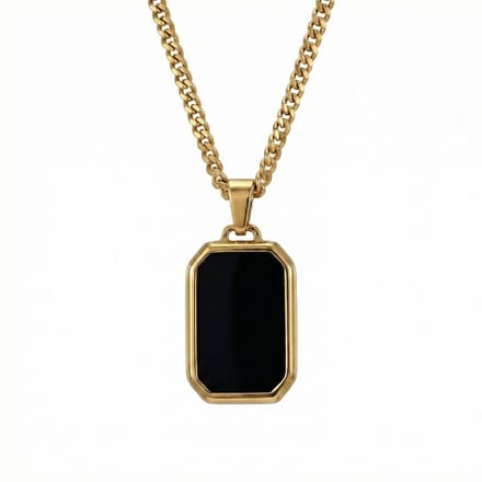 Thomasiny® Black Aether Goud – Heren Ketting met Zwarte Steen – Luxe Minimalistisch Design – 316L RVS