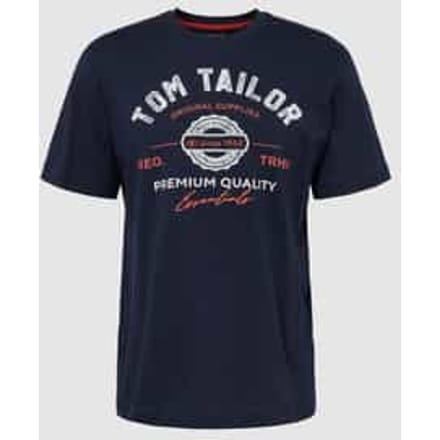 Tom Tailor - T-shirt met logoprint - Maat S - sky captain blue