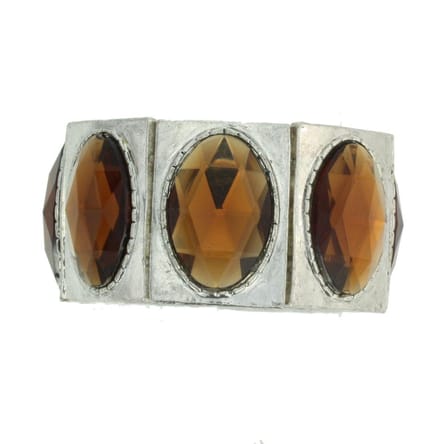 Behave - elastische armband - bruine ovale steen - vintage stijl