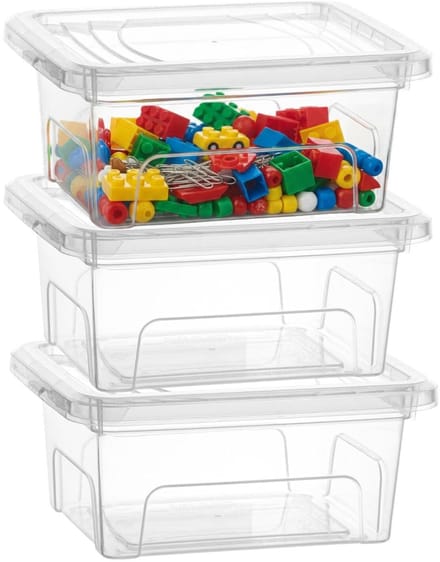 Plasticforte Opslagbox Easy met deksel - 3x - 1.5 Liter - 20 x 16 x 9 cm - transparant - kunststof