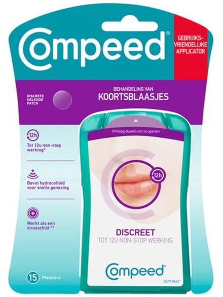 Compeed Koortslippleisters - complete oplossing voor het behandelen van een koortslip - Lipblaasjes Patch - 15 stuks