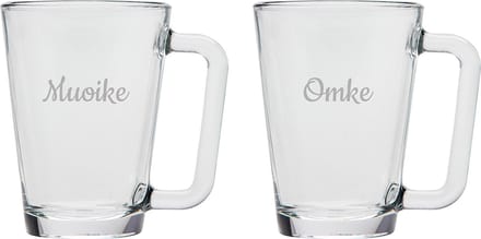 Gegraveerde theeglas 26cl Muoike & Omke