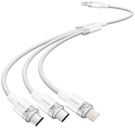 Vention USB 2.0 A naar 3-in-1 3A-kabel CTPWG 1.5M (wit)