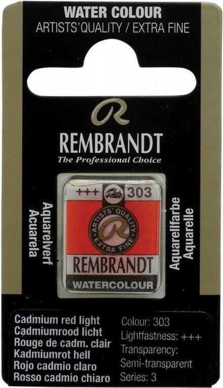 Rembrandt water colour napje Cadmium Red Light (303)