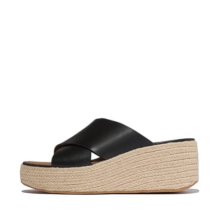 FitFlop Platfforms espadrille leather wedge cross slides