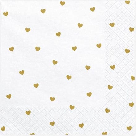 Servetten hartjes | goud | 20 stuks | Bruiloft