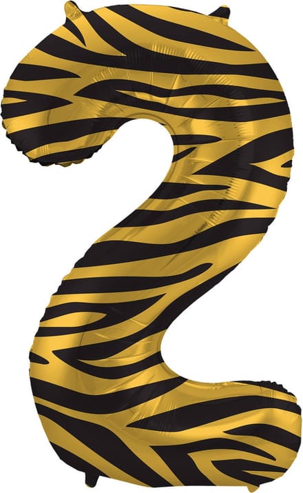 Folat - Folieballon Cijfer 2 Tiger Chic - 86 cm