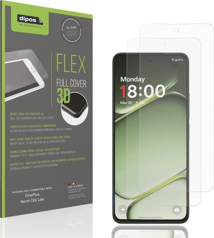 dipos FLEX – 2x Matte Screenprotector geschikt voor OnePlus Nord CE6 Lite | Volledige Schermbescherming | Case-Friendly