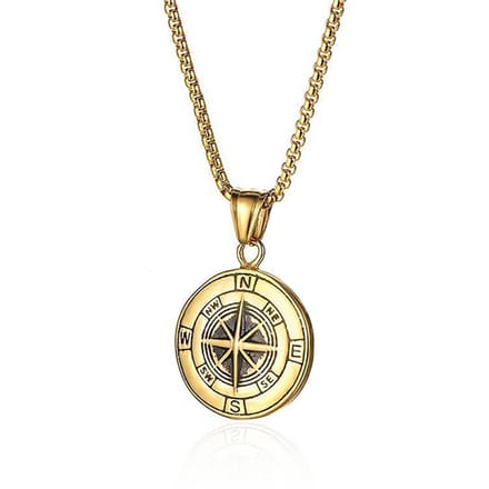 Ketting Edelstaal Kompas Goudkleurig