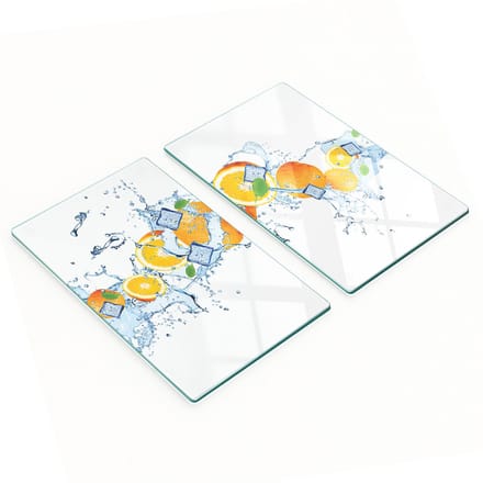 Glazen snijplanken met oranje waterprint, 2x30x52 cm