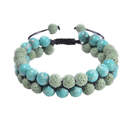 Marama - herenarmband Oceans Turquoise-Groen - verstelbaar - lavasteen - jaspis - edelstenen